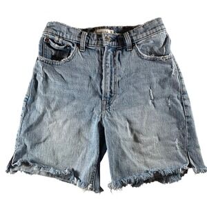 Abercrombie Fitch High Rise Denim Shorts Frayed Raw Hem Distressed Size 26/2